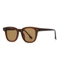 Vintage tea-colored transparent square sunglasses with retro metal rivets on the frame - Tea Frame Tea Lens
