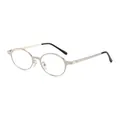 Vintage-Sonnenbrille mit ovalem Silbermetallrahmen und schwarzen Bügeln für Damen - Silberner Rahmen Klare Gläser