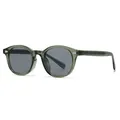 Retro-Rundsonnenbrille aus graugrünem Acetat mit grauen Gläsern und silbernen Scharnieren - Grüner Rahmen Graue Linsen