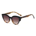 Fashionable cat-eye sunglasses with black and tortoise frames and brown gradient lenses - Black Tortie Frame Gradient Tea Lens