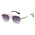 Lunettes aviateur rétro en métal avec double pont et verres dégradés violets homme - Cadre Doré Gris Dégradé
