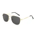 Classic aviator metal sunglasses with double bridge design and dark gray lenses - Gold Frame Grey Lens