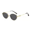 Retro round gold metal sunglasses with engraved frames and dark polarized lenses - Regular / Standard (Incl. 13% VAT) Gold Frame with Grey Lenses