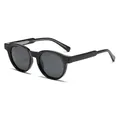 Classic round retro polarized sunglasses with black frame and protective dark lenses - Black Frame Grey Lens