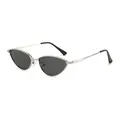 Silberne Cat-Eye-Sonnenbrille für Damen mit grauen Gläsern und strukturiertem Rahmen - Normal / Silberrahmen Schwarzgraue Gläser