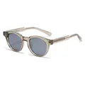 Retro-Polarisationssonnenbrille mit champagnerfarbenem Rahmen und Metallkerndetails - Graugrüner Rahmen Hellgraue Linse