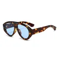 Occhiali da sole aviator oversize alla moda con montatura tartarugata e lenti azzurre - Montatura Leopardata Lente Blu
