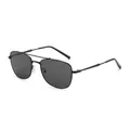 Classic pilot sunglasses with black metal double bridge frame and dark grey lenses - Black Frame Grey Lens