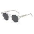Moderne Retro-Sonnenbrille transparent mit polarisierten Gläsern und Metalleinsatz-Bügeln - Transparenter Rahmen Graue Gläser