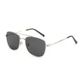 Lunettes de soleil navigator en métal argenté avec double pont et verres gris foncé - Monture Argent Verres Gris
