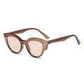Cat eye TR90 sunglasses with transparent amber frame and light brown lenses - Transparent Brown Frame Tea Lens
