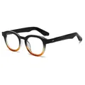 Classic oval rivet sunglasses with black and amber orange gradient frame and clear lenses - Regular / Black and Tea Gradient Frame Clear Lens