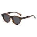 Retro round polarized sunglasses with classic tortoiseshell frames and dark grey lenses - Tortoise Frame Gray Lens