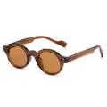 Retro amber round TR90 sunglasses with tortoiseshell frame and brown tinted lenses - Tea Frame/Tea Lens