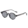 Retro round TR90 sunglasses in transparent grey with metal-core pin temples and grey lenses - C4 Grey Frame Light Grey Lens