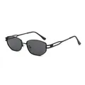 Lunettes de soleil géométriques en métal avec branches ajourées et verres noirs - Monture Noire Verres Gris