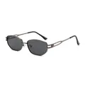 Polygonal metal sunglasses for women featuring dark grey lenses and gunmetal frames - Gunmetal Frame Grey Lens