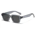 Gafas de sol retro cuadradas para mujer con montura gris humo y lentes oscuras - C2 Marco Gris Transparente Brillante Lente Gris Negro