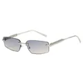 Lunettes de soleil rectangulaires sans monture avec verres dégradés et branches cloutées - Monture Argent Verre Gris Thé