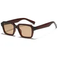 Gafas de sol cuadradas retro con montura ámbar translúcida y cristales marrones - C4 Marco de Té Transparente Brillante Lente de Té