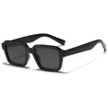 Gafas de sol cuadradas negras clásicas con montura gruesa y cristales oscuros tintados - Montura negra brillante con lentes gris negro