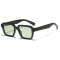 Chic vintage olive green square frame sunglasses with translucent light green lenses - C5 Bright Green Striped Frame Green Lens