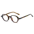 Vintage oval TR90 sunglasses with dark tortoise shell frame and blue light lenses - Tortoise Frame Clear Lens
