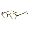 Retro oval sunglasses in translucent olive green TR90 frame with silver rivets - Olive Green Frame Clear Lens
