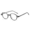 Retro small oval sunglasses with translucent grey TR90 frame and metal rivet details - Gray Frame Clear Lens
