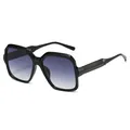 Retro square oversized sunglasses with black frame and purple gradient lenses for women - Black Frame Gradient Grey