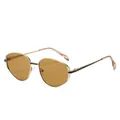 Modische geometrische Metall-Sonnenbrille mit polygonalen Rahmen und UV-Gläsern - Goldener Rahmen Tee Gläser