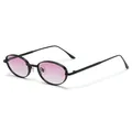 Steampunk round metal sunglasses with black frame and purple gradient lenses - Oval Frame (3206) / Black Frame Gradient Pink