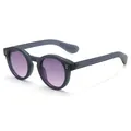Fashionable round sunglasses with matte blue frames and purple gradient lenses - Sand Dark Gray Frame Gradient Purple Lens