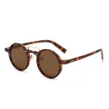 Retro round tortoiseshell sunglasses with brown lenses and golden metal double bridge - Sunglasses / Tortoise Tea Lens