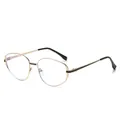 Polierte hellgoldene, unregelmäßige polygonale Metall-Sonnenbrille mit schwarzen Bügeln - Goldener Rahmen Klare Gläser