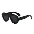 Lunettes de soleil noires géométriques avec monture épaisse en polygone pour style urbain - Monture Noire Verres Gris