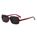 Retro square oversized sunglasses with translucent dark red frames and dark black lenses - Red Frame Black Grey Lens