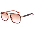 Chic oversized square sunglasses with reddish-brown gradient lenses and red frame - Orange Frame Gradient Tea