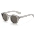 Matte grey round frame sunglasses with dark grey UV protective lenses in 45-degree view - Matte Grey Frame Black Grey Lens