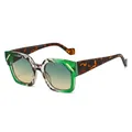 Lunettes de soleil polygonales vert écaille avec verres dégradés bleu-jaune et métal - Monture Verte Verre Vert Jaune