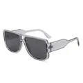 Retro-Sonnenbrille mit Doppelsteg, quadratischem grauem Rahmen und dunklen Gläsern - Grauer Rahmen Graue Gläser