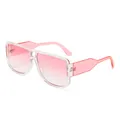 Retro Doppelsteg-Sonnenbrille mit rosa Verlaufsgläsern und klarem transparentem Rahmen - Transparent Rosa