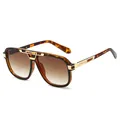 Retro pilot sunglasses with leopard tortoise frame and brown gradient lenses for women - Tortoise Frame Gradient Tea