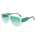 Retro Doppelsteg-Sonnenbrille mit transparentem Rahmen und grünen Verlaufsgläsern - Transparent Grün