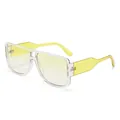 Retro-Sonnenbrille mit Doppelsteg, quadratischem transparentem Rahmen und gelben Gläsern - Transparent Gelb