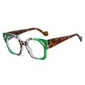 Lunettes de soleil œil de chat pour femmes avec monture marbrée verte et branches écaillées - Monture Verte Verres Transparents