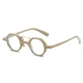 Gafas de sol punk geométricas retro caqui con diseño de montura metálica de doble puente - Montura Beige