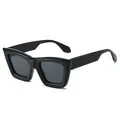 Modische schwarze quadratische Oversize-Sonnenbrille für Damen und Herren mit dickem Rahmen - Schwarzer Rahmen Schwarz Graue Gläser