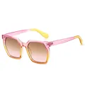 Quadratische Mode-Sonnenbrille mit pink-orangefarbenem Rahmen und braunen Gläsern - Rosa-Orangefarbener Rahmen Tee-Rosa Linsen