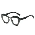 Lunettes de soleil papillon tendance avec texture tressée et monture œil-de-chat noire - Monture Noire Verres Transparents